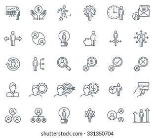 Business and finance icon set suitable for info graphics, websites and print media. Black and white flat line icons.