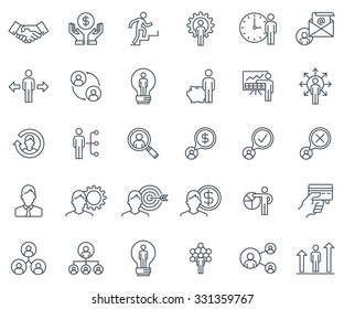 Business and finance icon set suitable for info graphics, websites and print media. Black and white flat line icons.