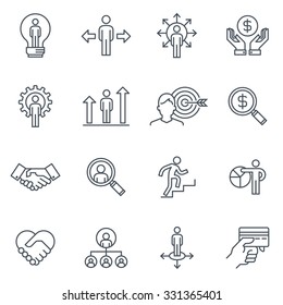 Business and finance icon set suitable for info graphics, websites and print media. Black and white flat line icons.