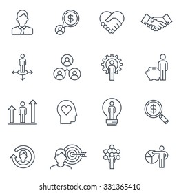Business and finance icon set suitable for info graphics, websites and print media. Black and white flat line icons.