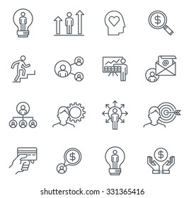 Business And Finance Icon Set Suitable For Info Graphics, Websites And Print Media. Black And White Flat Line Icons.