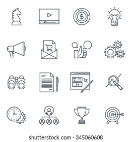 Business and finance icon set suitable for info graphics, websites and print media. Black and white flat line icons.
