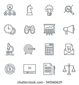 Business and finance icon set suitable for info graphics, websites and print media. Black and white flat line icons.