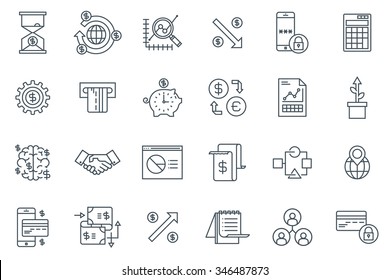 Business and finance icon set suitable for info graphics, websites and print media. Black and white flat line icons.