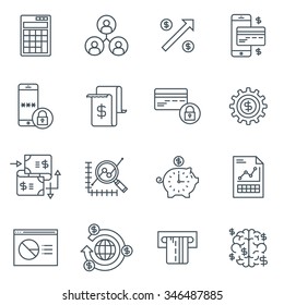 Business and finance icon set suitable for info graphics, websites and print media. Black and white flat line icons.