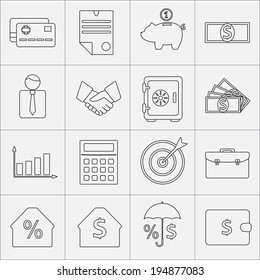 Business and Finance Icon set. Vector illustration. Outline symbols.