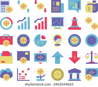 Business finance icon set vector illustration stock