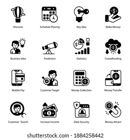 
Business and Finance Icons in Modern Filled Style 