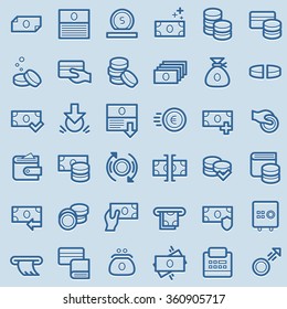 Business and finance icons. Money, finance, banking icons. Line vector style