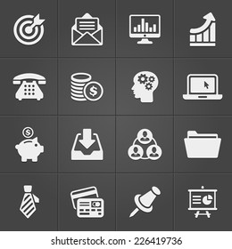 Business and finance icons on black set 2. Vector illustration