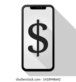 Business finance icons on the phone screen