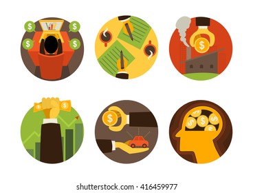 Business finance icons on white set 2. Vector illustration