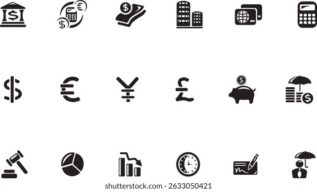 Business and finance icons Royalty black and white Vector eps 10 icon set