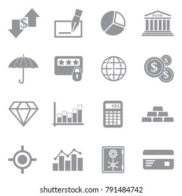 Business And Finance Icons. Set 3. Gray Flat Design. Vector Illustration. 