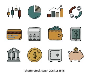 Business and Finance Icons Set. Isolated on white