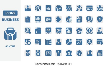 Business and Finance icons set. Icons for business, management, finance, strategy, marketing - Solid icon collection, vector