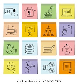 business and finance icons set, note paper, memo notes