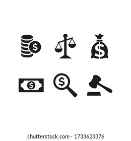 Business and finance icons set on white background.