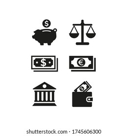 Business and finance icons set on white background.