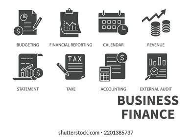 Business finance icons set . Business finance pack symbol vector elements for infographic web