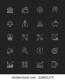 Business Finance icons, Thin line - Vector Illustration