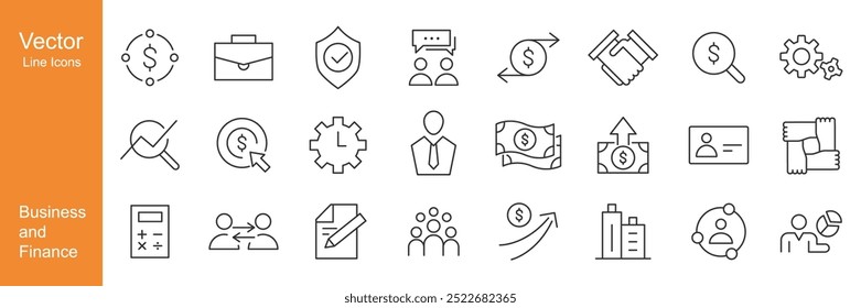 Business and Finance Icons - Vector Line. Editable Stroke.