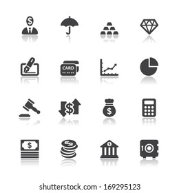 Business and Finance Icons with White Background