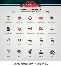 Business and finance icons,Red version,vector