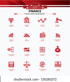 Business and Finance icons,Red version,vector