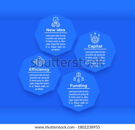 Business, finance infographic elements with line icons, blue