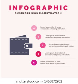 Business, Finance, Interface, User, Wallet Solid Icon Infographics 5 Steps Presentation Background. Vector Icon Template background