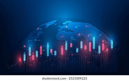 business finance investment graph increase in global technology. economy world trend stock trading. vector illustration fantastic technology.