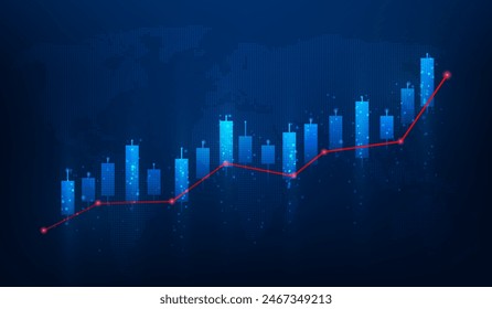 business finance investment graph market stock increase blue background. growth money profit diagram technology. vector illustration fantastic design.