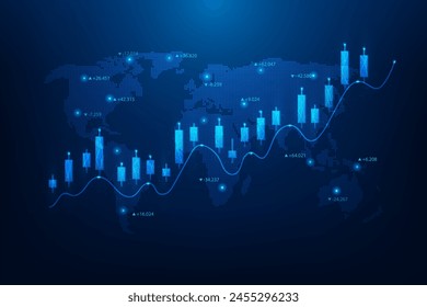 business finance and investment profit graph on map technology.chart trading stock market up on global. vector illustration fantastic design.