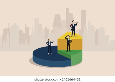 Business Finance Investment Vision Konzept, Strategie für den Geschäftserfolg, Business Leader steht auf Graph Blick auf den Erfolg mit Teleskop.