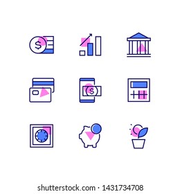 Business and finance - line design style icons set