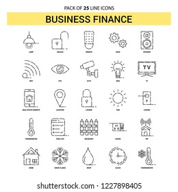 Business Finance  Line Icon Set - 25 Dashed Outline Style