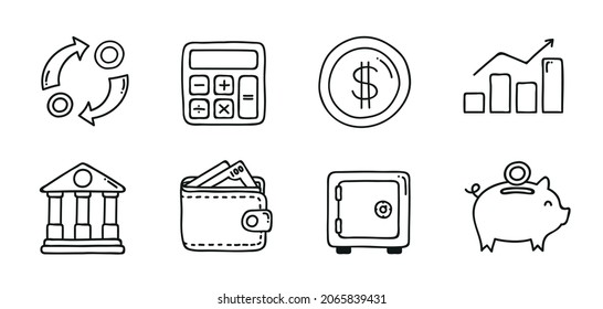 Business finance line icon set. Isolated on white