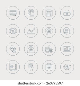 Business finance line icon set