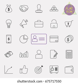 business and finance line icon set