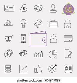 business and finance line icon set