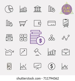 business and finance line icon set