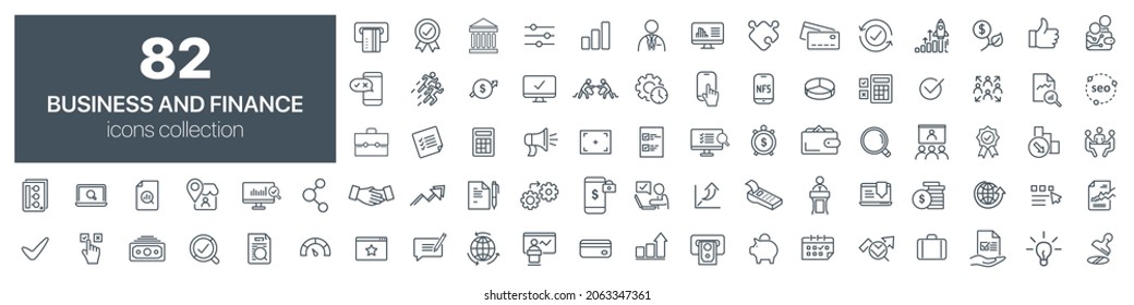 Business and finance line icons collection. Vector illustration eps10