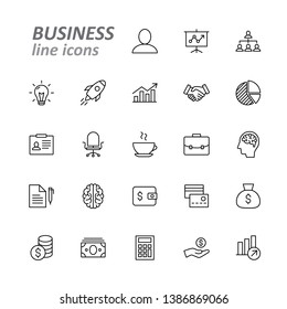 Business and finance line icons set, vector illustration on white background