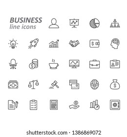 Business and finance line icons set, vector illustration on white background