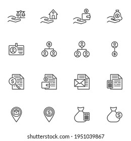 Business and finance line icons set, outline vector symbol collection, linear style pictogram pack. Signs, logo illustration. Set includes icons as money savings, financial management, money bag 