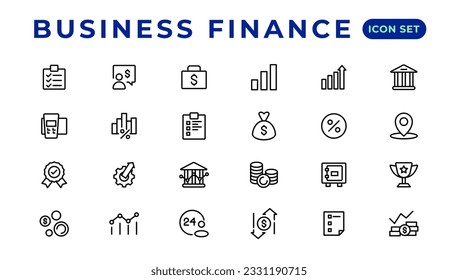 Business and Finance line icons set. Businessman outline icons collection. Money, investment, teamwork, meeting, partnership, meeting, work success.Outline icon .
