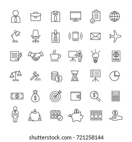 business finance line icons set on white background