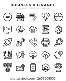 Business and Finance Lineal icons. Vector Lineal illustration.