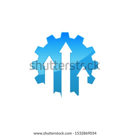 Business finance logo design vector. Logo with graph bar and arrow inside cog gear